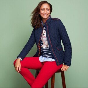 Talbots Navy Quilted Jacket with Red Trim